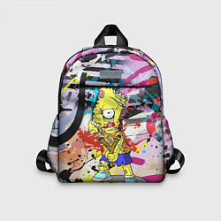 Детский рюкзак Зомби Барт Симпсон с рогаткой на фоне граффити, цвет: 3D-принт