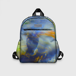 Детский рюкзак Абстрактные мазки красок и силуэт - Синий, цвет: 3D-принт