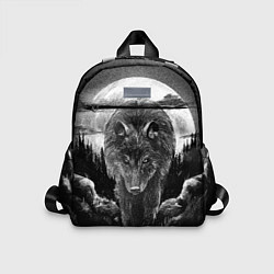 Детский рюкзак Волк на фоне луны - рисунок карандашом, цвет: 3D-принт