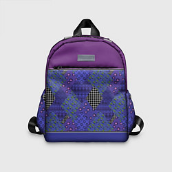 Детский рюкзак Combined burgundy-blue pattern with patchwork, цвет: 3D-принт