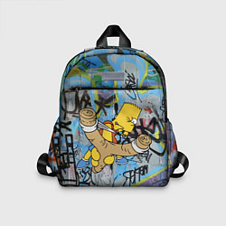 Детский рюкзак Целящийся из рогатки Барт Симпсон на фоне граффити, цвет: 3D-принт