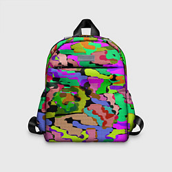 Детский рюкзак Разноцветный клетчатый камуфляж, цвет: 3D-принт