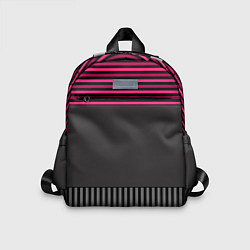 Детский рюкзак Комбинированный серый с красным полосатый узор, цвет: 3D-принт