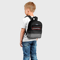 Детский рюкзак Строитель - в красной рамке на темном, цвет: 3D-принт — фото 2