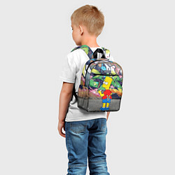 Детский рюкзак Хулиган Барт Симпсон на фоне стены с граффити, цвет: 3D-принт — фото 2