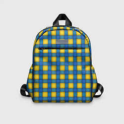Детский рюкзак Желтый с синим клетчатый модный узор, цвет: 3D-принт