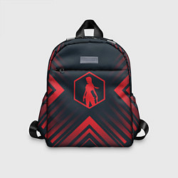 Детский рюкзак Красный символ Tomb Raider на темном фоне со стрел, цвет: 3D-принт