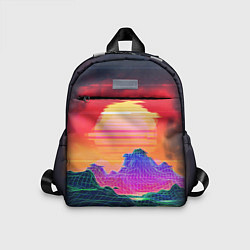 Детский рюкзак Синтвейв неоновые горы на закате, цвет: 3D-принт