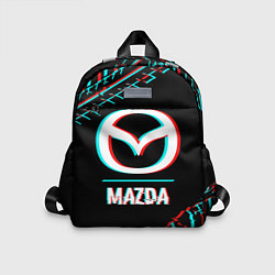 Детский рюкзак Значок Mazda в стиле glitch на темном фоне, цвет: 3D-принт