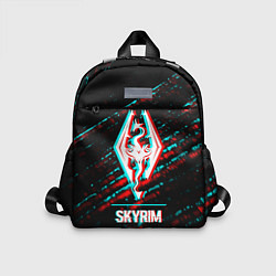 Детский рюкзак Skyrim в стиле glitch и баги графики на темном фон, цвет: 3D-принт