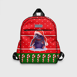 Детский рюкзак Красный новогодний свитер - кролик, цвет: 3D-принт