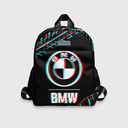 Детский рюкзак Значок BMW в стиле glitch на темном фоне, цвет: 3D-принт