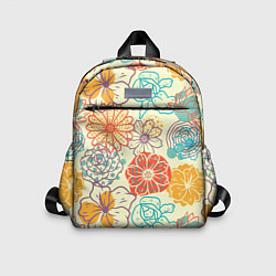 Детский рюкзак Цветы и геометрические фигуры скетч