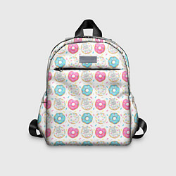 Детский рюкзак Разноцветные пончики с серым зайцем, цвет: 3D-принт
