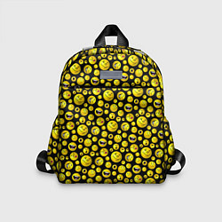 Детский рюкзак Шарики эмодзи на черном, цвет: 3D-принт