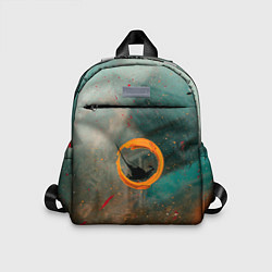 Детский рюкзак Светло-зелёный и оранжевый туман и краски, цвет: 3D-принт