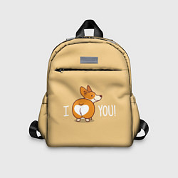 Детский рюкзак I love you - корги, цвет: 3D-принт