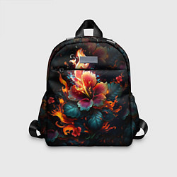 Детский рюкзак Огненный цветок на темном фоне, цвет: 3D-принт