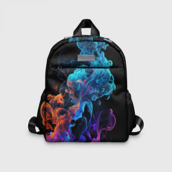 Детский рюкзак Неоновый цветной дым на черном фоне, цвет: 3D-принт