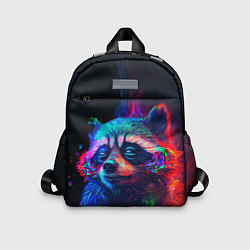 Детский рюкзак Енот в неоновой дымке, цвет: 3D-принт