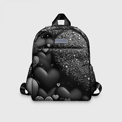 Детский рюкзак Арт нейросети черно-белые сердца, цвет: 3D-принт