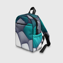 Детский рюкзак Серо-бело-синий каменный паттерн, цвет: 3D-принт — фото 2