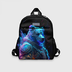 Детский рюкзак Неоновый медведь воин, цвет: 3D-принт