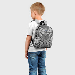 Детский рюкзак Черно белый этнический лоскутный узор, цвет: 3D-принт — фото 2