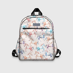 Детский рюкзак Лошади акварельные - паттерн, цвет: 3D-принт