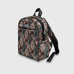Детский рюкзак Тропический коричнево серый узор, цвет: 3D-принт — фото 2