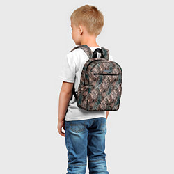 Детский рюкзак Тропический коричнево серый узор, цвет: 3D-принт — фото 2