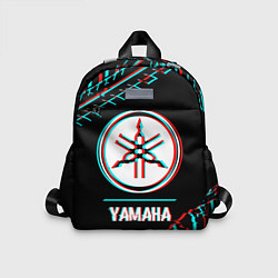 Детский рюкзак Значок Yamaha в стиле glitch на темном фоне, цвет: 3D-принт
