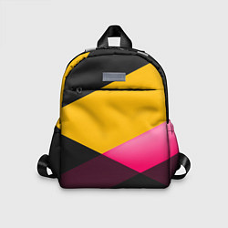Детский рюкзак Желто-розовый дизайн на черном фоне, цвет: 3D-принт
