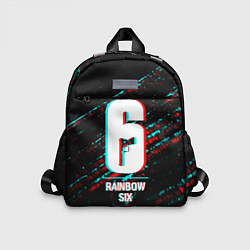 Детский рюкзак Rainbow Six в стиле glitch и баги графики на темно, цвет: 3D-принт