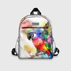 Детский рюкзак Разноцветный акварельный попугай, цвет: 3D-принт