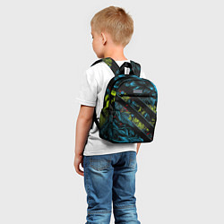 Детский рюкзак Зеленая объемная абстракция, цвет: 3D-принт — фото 2