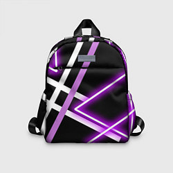 Детский рюкзак Фиолетовые полоски с неоном, цвет: 3D-принт