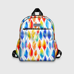 Детский рюкзак Желто-красно-синие перья тай-дай: паттерн, цвет: 3D-принт