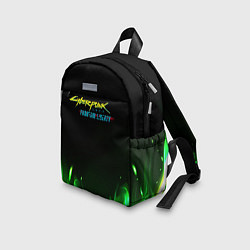Детский рюкзак Cyberpunk 2077 phantom liberty green fire logo, цвет: 3D-принт — фото 2