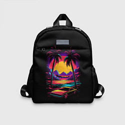 Детский рюкзак Неоновая машина и пальмы, цвет: 3D-принт