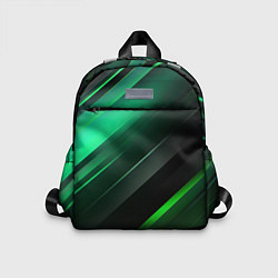 Детский рюкзак Black green abstract, цвет: 3D-принт