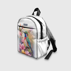 Детский рюкзак Колибри и цветы - акварель, цвет: 3D-принт — фото 2