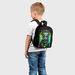 Детский рюкзак Панда киберпанк кислотный зеленый, цвет: 3D-принт — фото 2