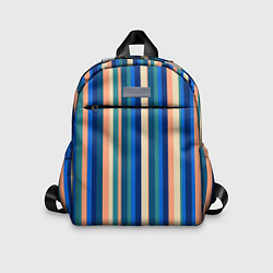 Детский рюкзак Полосатый сине-бежевый, цвет: 3D-принт