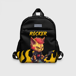 Детский рюкзак Кот рокер - огонь, цвет: 3D-принт