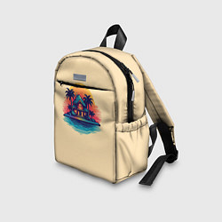 Детский рюкзак Дом и пальмы на фоне заката, цвет: 3D-принт — фото 2
