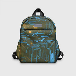 Детский рюкзак Кибер схемы Синий и жёлтый, цвет: 3D-принт