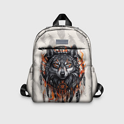 Детский рюкзак Волк и ловец снов с перьями, цвет: 3D-принт