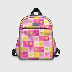 Детский рюкзак Барби: желтые и розовые квадраты паттерн, цвет: 3D-принт