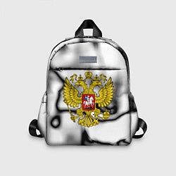 Детский рюкзак Герб РФ черно белый, цвет: 3D-принт